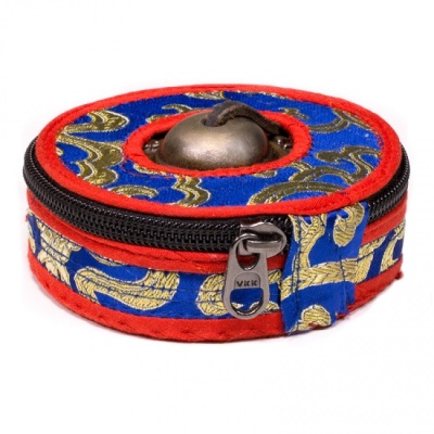 Tingsha hoesje katoen blauw/rood 7.5cm